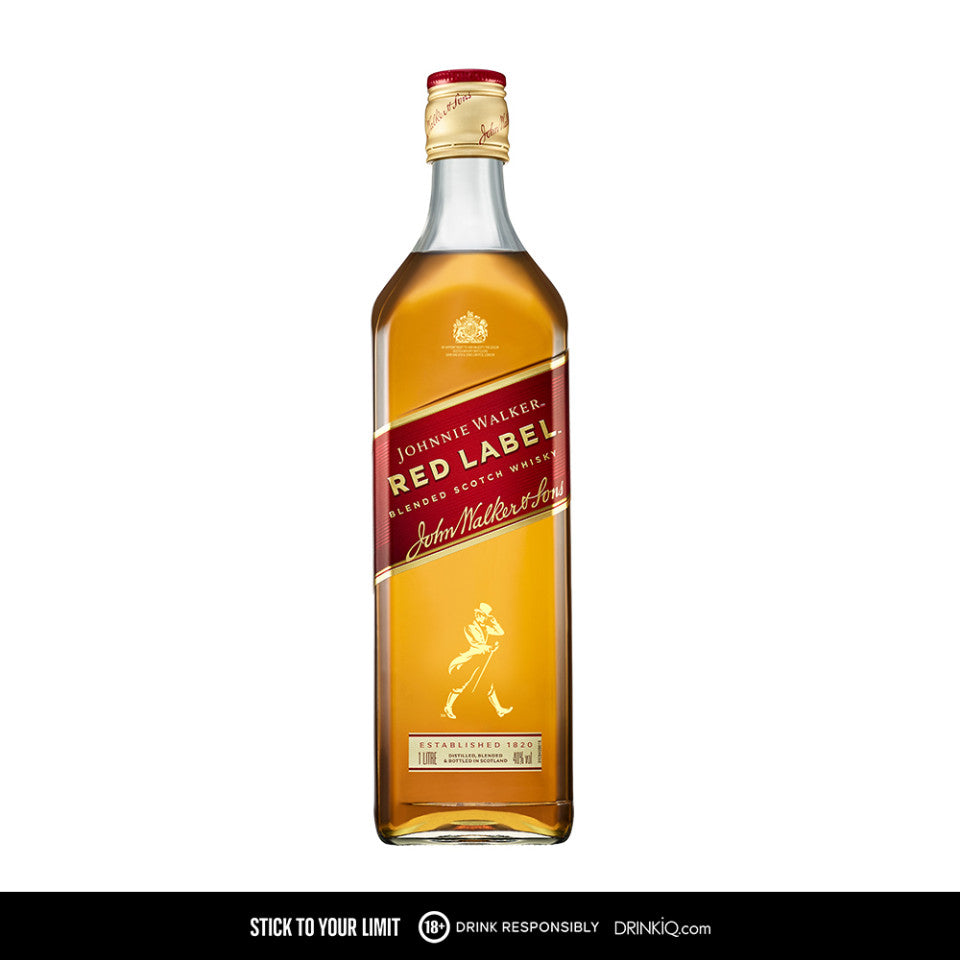 Johnnie Walker Red Label Blended Scotch Whisky 1L Bundle of 2