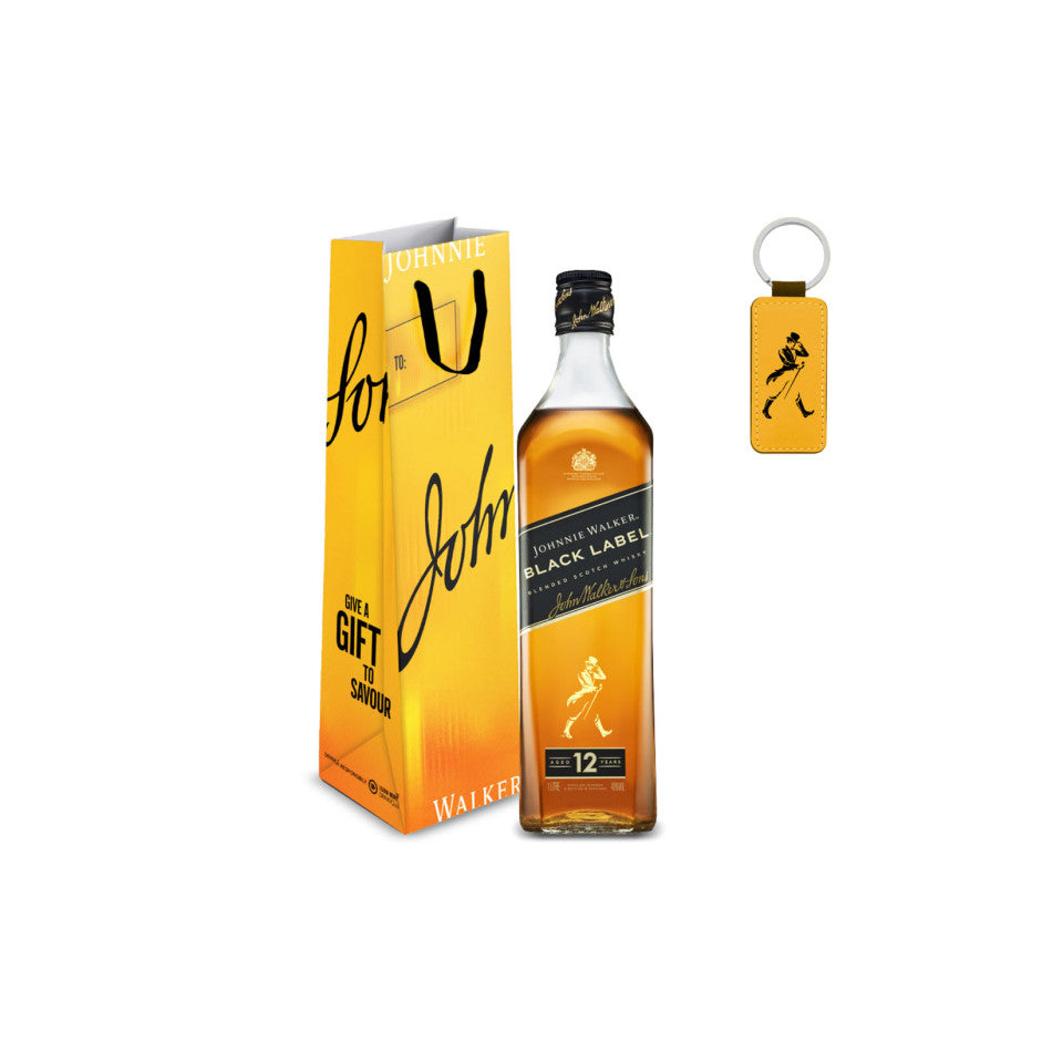 Johnnie Walker Black Label 1L with Gift Bag and Keychain