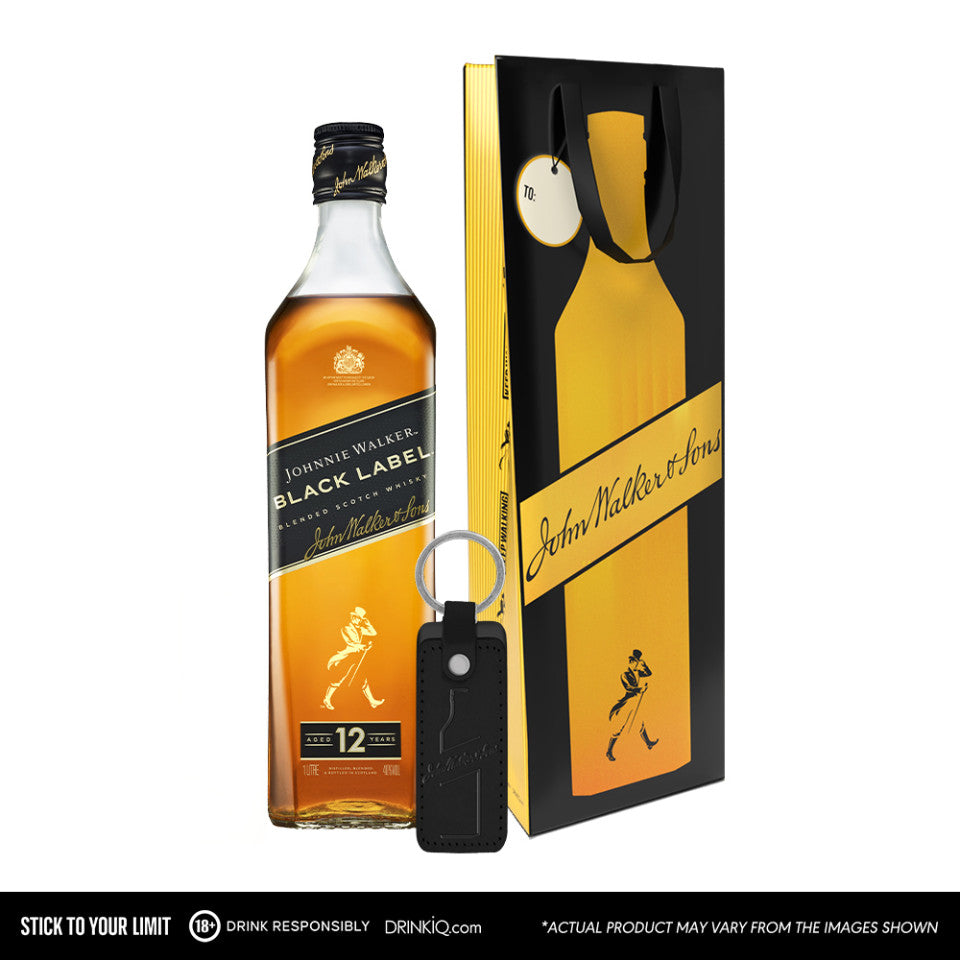 Johnnie Walker Black Label 1L with Gift Bag and Keychain