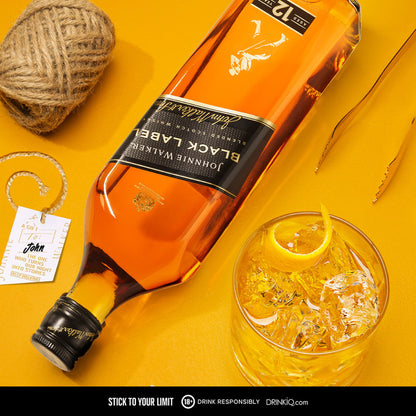 Johnnie Walker Black Label 1L with Gift Bag and Keychain