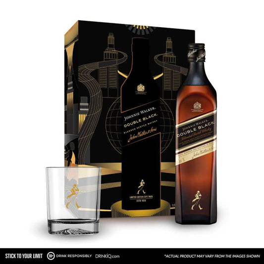Johnnie Walker Double Black Blended Scotch Whisky 1L with Rocks Glass