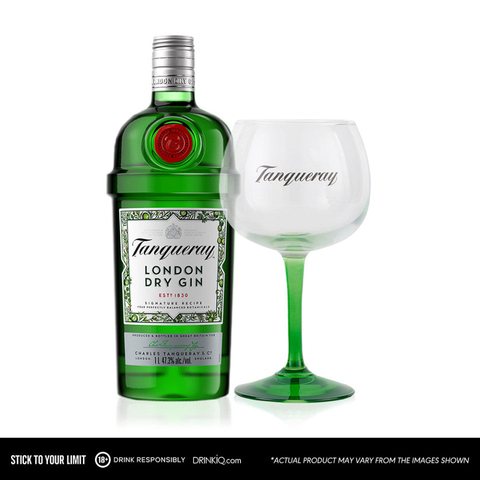 Tanqueray London Dry Gin 750ml with Copa Glass