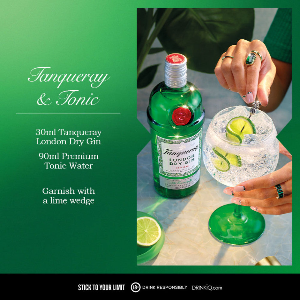 Tanqueray London Dry Gin 750ml with Copa Glass